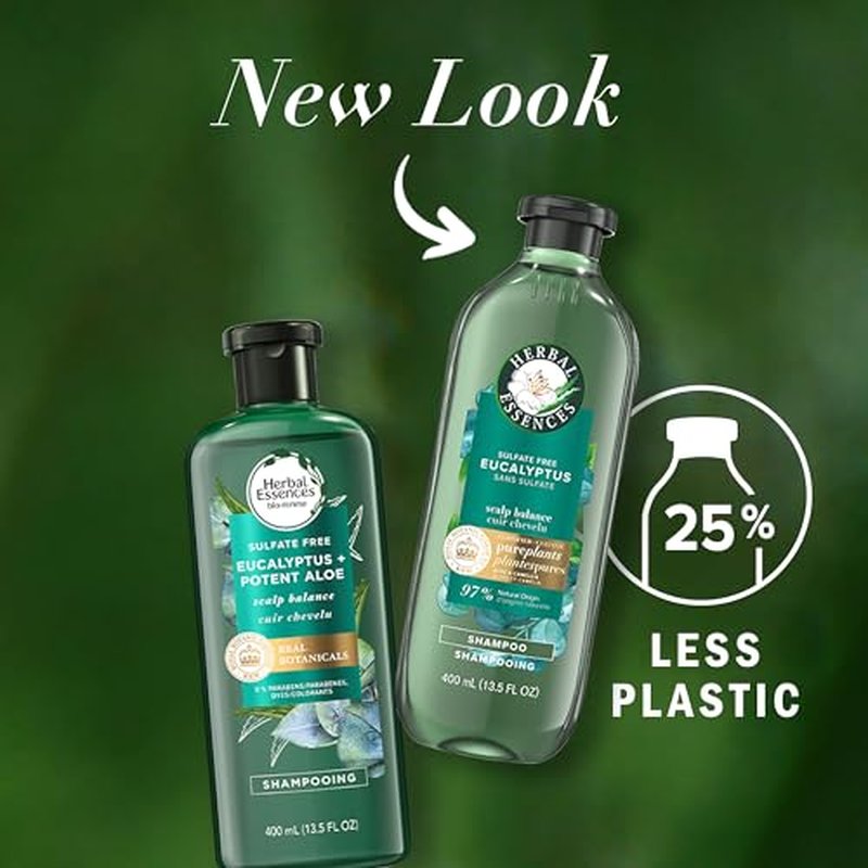 Herbal Essences Eucalyptus Sulfate Free Shampoo, Scalp Balance, 13.5 Fl Oz, with Certified Camellia Oil and Aloe Vera, For All Hair Types, Especially Dry Scalp