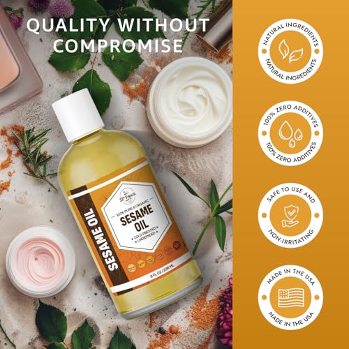 Organic Sesame Oil 32oz Cold Pressed Unrefined Skin Hair Body Carrier Oil