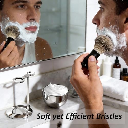 GRUTTI 3-in-1 Men's Shaving Brush Set with Stand & Bowl - Gift Ready