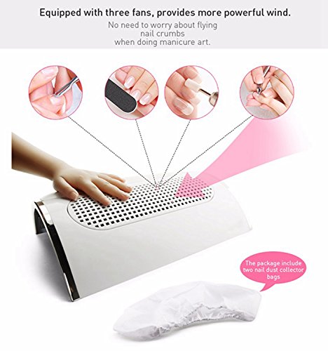 3 Fans Nail Dust Collector 30000RPM for Acrylic Nails - Dust-Free Nail Art
