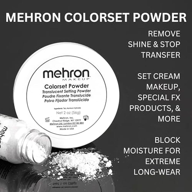 Mehron Makeup Colorset Powder | Translucent Setting Powder | Special Effects, Halloween, & Film 2 oz (60 g)
