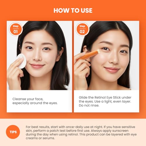 Retinol Under Eye Balm Stick 2 Pack - Korean Dark Circles & Puffiness Treatment with Collagen & Hyaluronic Acid