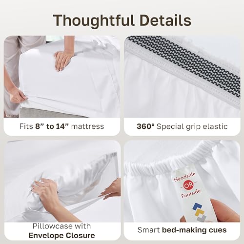 Twin Organic Cotton Bed Sheets Set - Bright White, 2 Pack - California Design Den