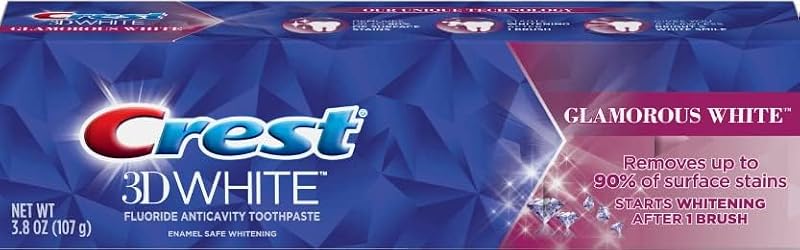 Crest 3D Glamorous White Toothpaste - Enamel Safe Whitening, Pack of 2