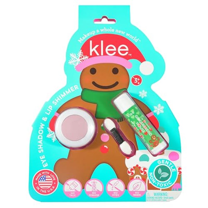 Klee Naturals Holiday Eye Shadow and Lip Shimmer Makeup Kit. Gentle and Non-Toxic. Perfect for Kids and Tweens. Made in USA. (Snowflake Shimmer)