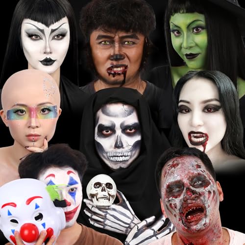 BOBISUKA Werewolf SFX Makeup Kit - Halloween Costume & Special Effects Set with Face Paint Crepe Hair Fake Blood