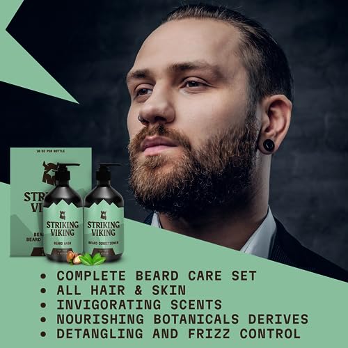 Beard Shampoo & Conditioner Set - Tea Tree & Biotin, Paraben & Sulfate Free, 10oz