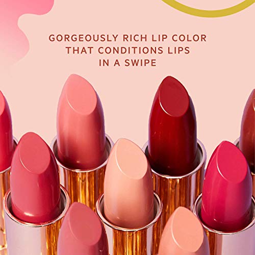 FLOWER BEAUTY Petal Pout Lipstick - Cruelty Free - Nourishing & Highly Pigmented Lip Color with Antioxidants (Ruby Rouge - Cream)