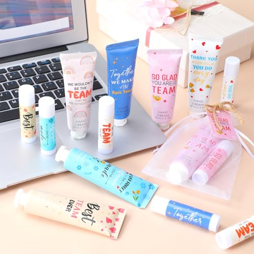 24set/96pcs Best Team Ever Gifts Team Appreciation Thank You Gifts for Coworkers Women Employee Appreciation Gift Party Favors Basket Stuffers Items Travel Hand Lotion and Lip Balm Set
