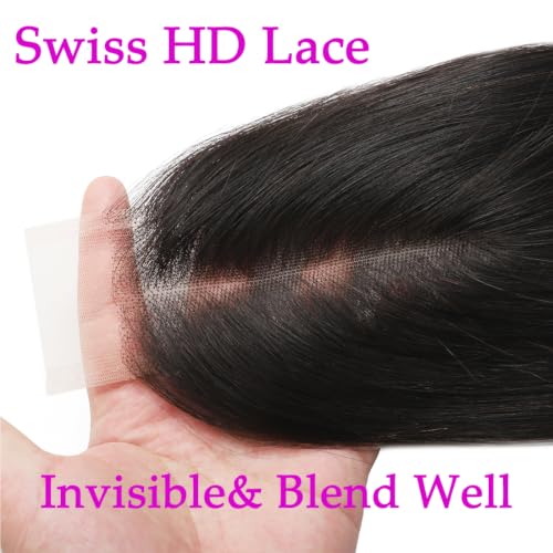20 Inch Human Hair Lace Closure 2x6 Straight HD Transparent Skinlike Virgin Brazilian