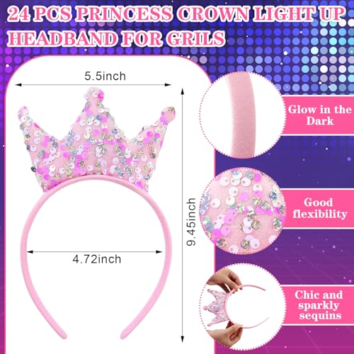 Kids LED Light Up Crown Headbands - Sequin Tiaras for Parties, Variation 24
