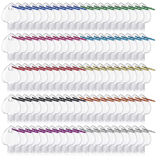 100 Pcs Travel Bottles with Keychain 2oz Heart-Shaped Empty Containers