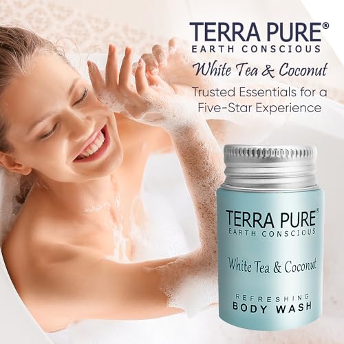 Travel Size Body Wash 1 oz Pack of 100 - White Tea & Coconut Hotel Toiletries