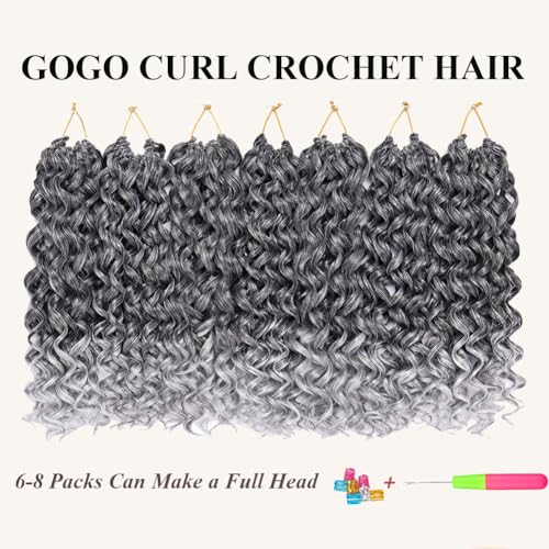 Colorful Queen 12 Inch Grey GoGo Curl Crochet Hair for Women - 7 Packs Water Wave Deep Twist Extensions