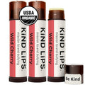 Kind Lips Wild Cherry Organic Lip Balm Natural Moisturizing Lip Care 3 Pack