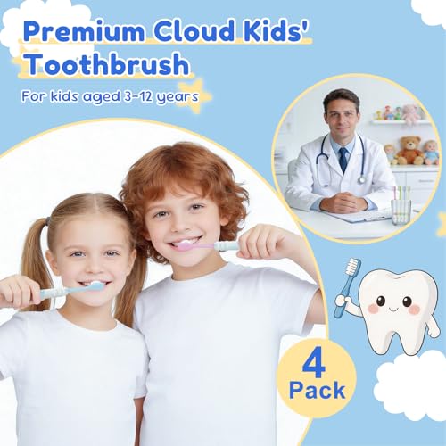 Disposable Kids Toothbrushes Set - 4 Colors, Soft Bristles, Individually Wrapped, 100 Pack for Travel & Family Use