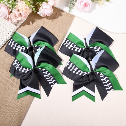 Softball Cheer Bows - 12 Pack Large 8-Inch Cheerleading Hair Accessories for Girls