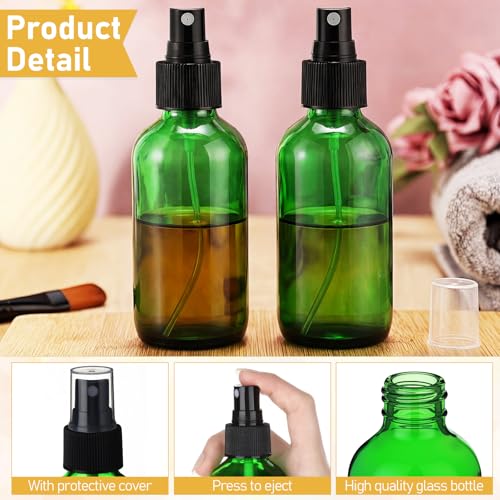 Maxcheck 50 Pieces 4oz Small Glass Spray Bottles for Essential Oil Empty Spray Mist Bottle Empty Fine Mist and Refillable Mister Refillable Liquid Containers for Perfumes, Cleaning(Green)