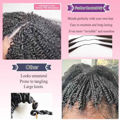 Yimisunny 16 Inch Burmese Curly Human Hair Crochet Extensions Natural Color 60g