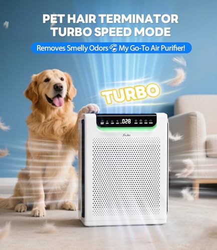 FreAire Air Purifier HAP607 White – Large Room up to 2600 ft², Washable Filter, Turbo Mode