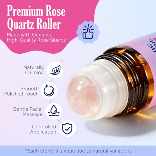 ITSDAWN 2 Pack Organic Cold-Pressed Castor Oil with Rose Quartz Roller Ball (2 Fl Oz)
