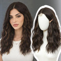 Dark Brown Highlight Wigs for Women 18 Inch Wavy Synthetic Wig - Middle Part - Variation of THIS listing