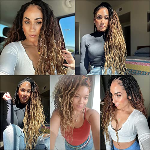 BEkjdiof Faux Locs Crochet Hair 24 Inch OT30/27, 6 Packs – Goddess Wavy Loc Braids