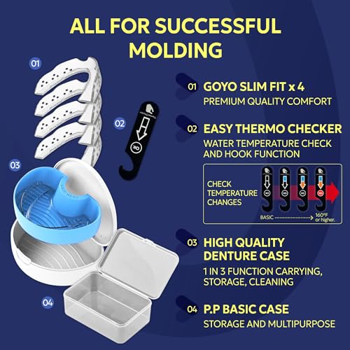 Slim Fit Night Mouth Guard Pack of 4 with Thermo Checker & Case