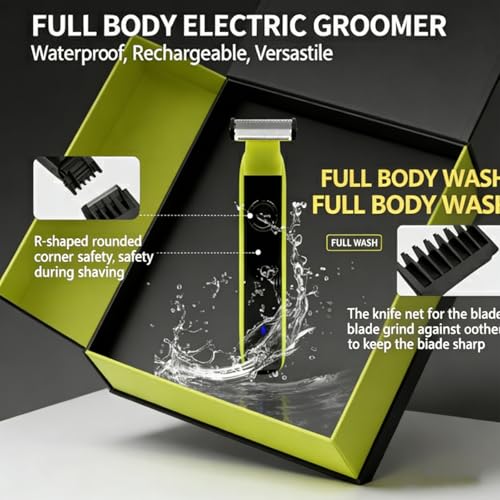 Beard Trimmer for Men - Rechargeable Hybrid Electric Shaver and Body Groomer, Washable Face Shaver 4 Combs Wet/Dry Body Trimmer for Men