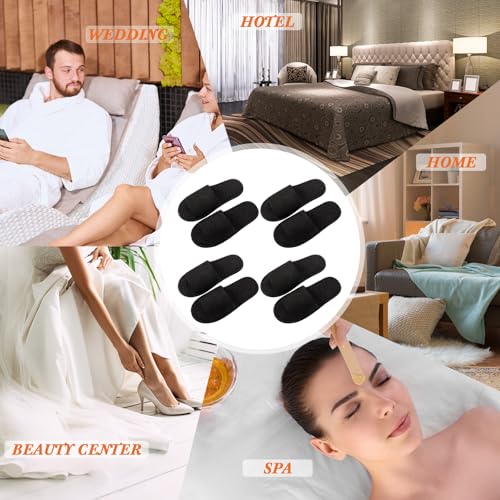 Geyoga Large Black Open Toe Spa Slippers 24 Pairs - Comfortable Footwear