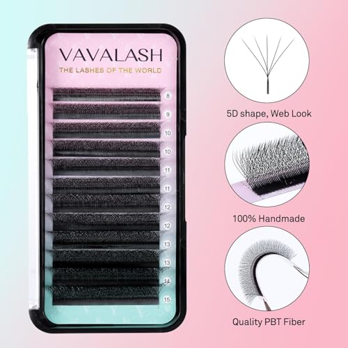 VAVALASH W-shaped Eyelash Extension 5D Premade Fans 0.07 D Curl Volume Lash Extensions Easy Fanning Lashes Matte Black Volume Premade Cluster W Lashes(W Shaped-5D-0.07-D-8-15mm£©