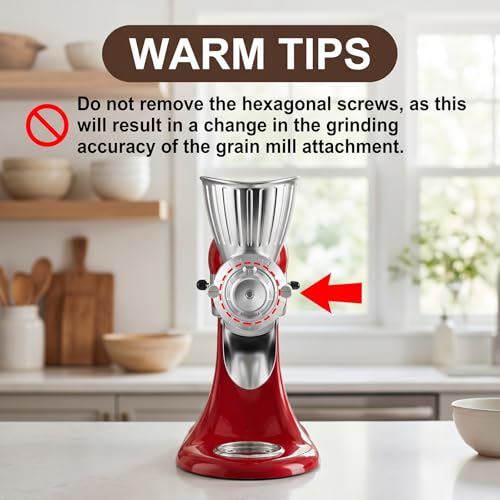 InnoMoon Metal Grain Mill Attachment for KitchenAid Mixer - Silver, 9 Grind Levels