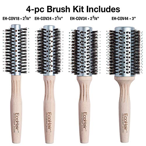 Olivia Garden EcoHair Bamboo Hair Brush 4-Piece Set - Eco-Friendly Boar Bristles