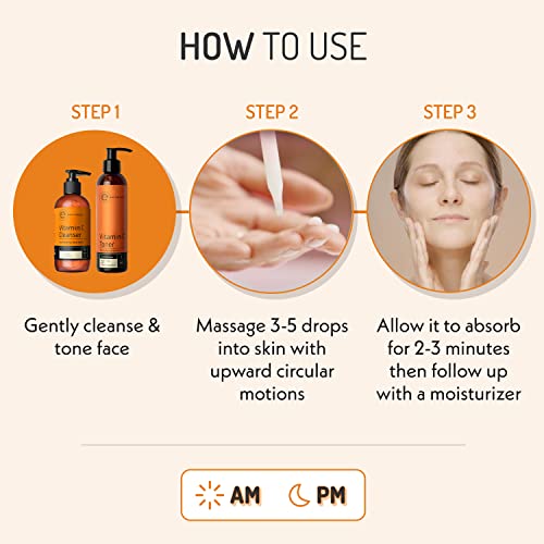 Vitamin C Facial Serum with Hyaluronic Acid & Aloe Vera - Organic Skin Hydration & Rejuvenation 2Oz