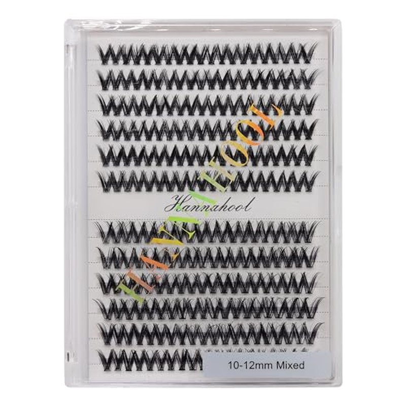 12rows-Large Tray Mixed 8-10-12-14-16mm/Mixed 14-15-16mm/Mixed14mm-16mm/Mixed 18-20mm Wide Stem Individual False Eyelashes Dramatic Black Cluster Eyelashes (MY009-10-12MM)