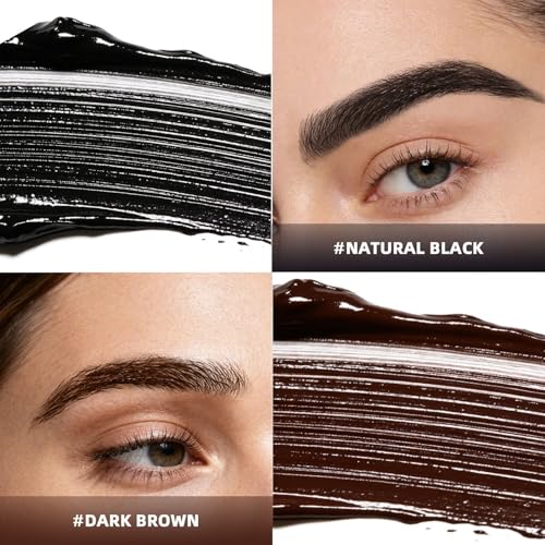 Tattoo Peel Off Brow Gel - Easy Tattoo Eye Brow Peel Off Gel, Last Up to 24-hour, Waterproof, Transfer-proof, Eyebrow Pencils for Natural & Voluminous Looking Brows for Women (Natural Black)