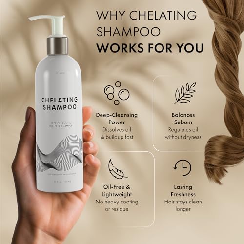 Chelating Clarifying Shampoo for Oily Hair & Scalp - Deep Detox, Buildup Removal, No Silicones Parabens - 12 Fl Oz