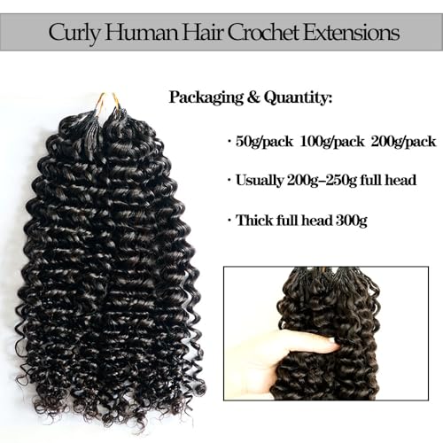 Youleas 14 Inch Pre-Separated Human Hair Curly Crochet Extensions 50g Reusable Knotless Braiding Hair