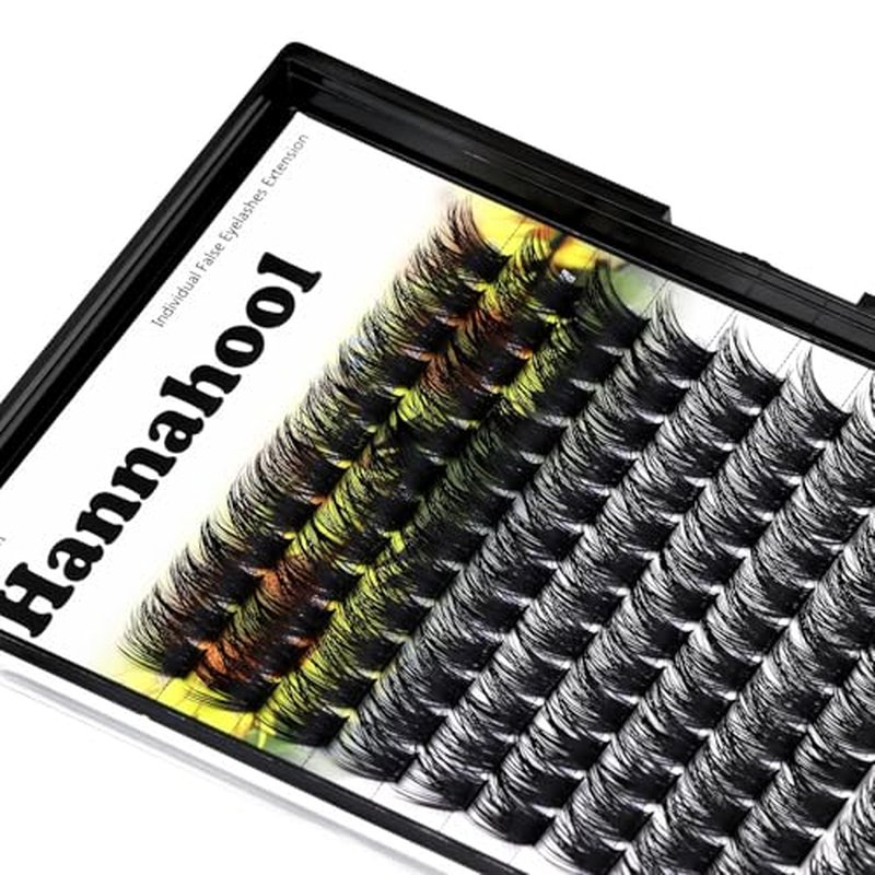 Large Pack Wide Stem Cluster Eyelashes D Curl 10-20mm Available Handmade D Curl Wide Stem Individual False Eyelashes 5D Volume DIY Eye Lashes Extensions Beauty Tools (12mm)