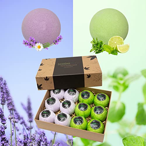 Hemp Bath Bombs Set for Muscle Relaxation & Skin Moisturizing - Large Vegan Spa Gift