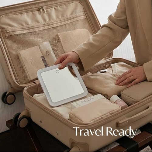 Fancii Rechargeable 10X Magnifying Lighted Makeup Mirror - White, Dimmable & Portable