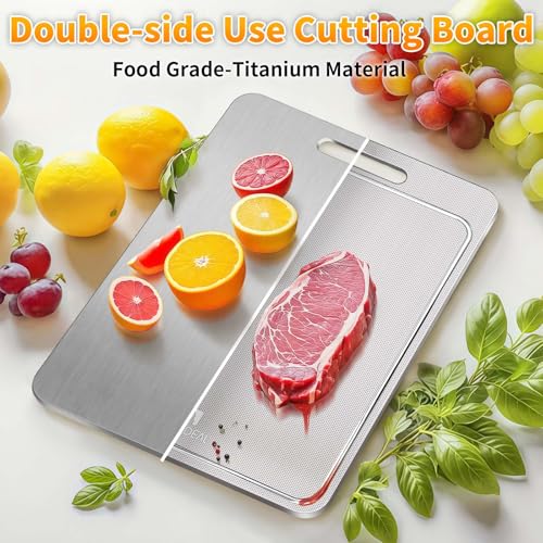 3-Piece Titanium Cutting Boards with Juice Grooves & Non-Slip Mat