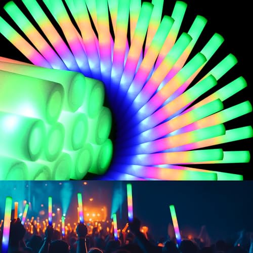 204Pcs Foam Glow Sticks Bulk with 3 Modes Colorful Flashing for Weddings & Parties - Variation of THIS listing
