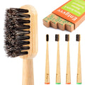 Horse Hair Toothbrush 4 Pack - Natural Bamboo Handle, Biodegradable & Plastic-Free - Variations of HORSE BRISTLE TOOTHBRUSH 4PACK