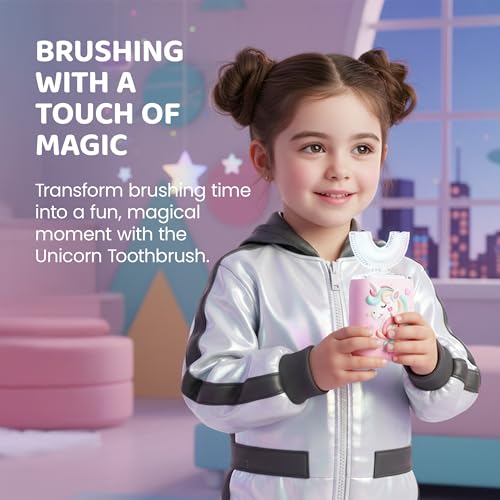 Kids U-Shaped Electric Toothbrush - Unicorn Purple, 5 Heads & Modes