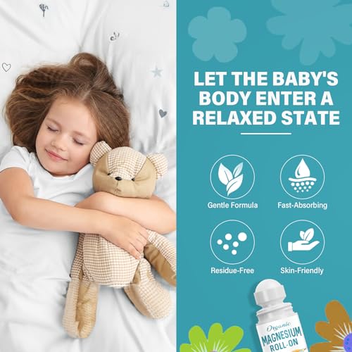 Magnesium Lotion for Kids Sleep & Calm, Magnesium Cream Roll-on Applicator to Help Children Calm & Sleep, Relaxation Formula for Balanced Mood