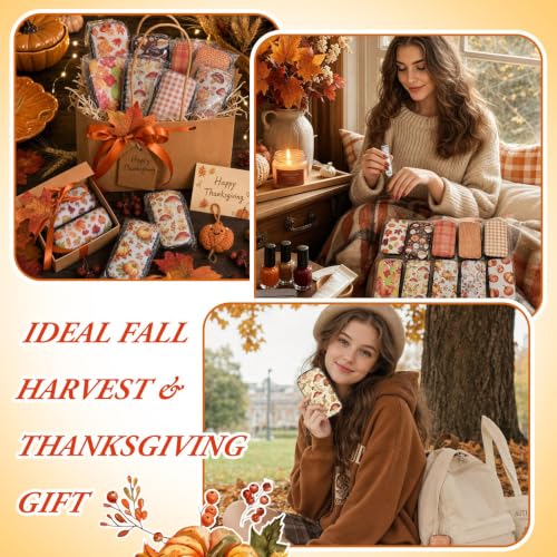 Autumn Nail Care Gift Set - 10 Manicure Kits with Fall Patterns, Stainless Steel Tools