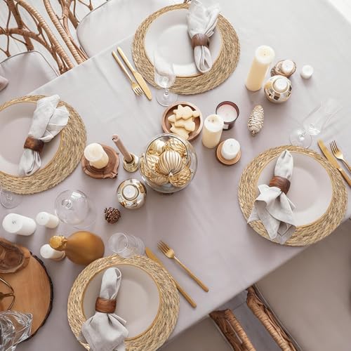 40 Pcs Round Woven Placemats 13.8 Inch Boho Rattan Farmhouse Table Mats