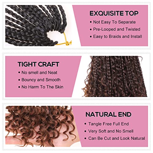 14 Inch Goddess Box Braids Crochet Hair T30 - Boho Style, 8 Packs