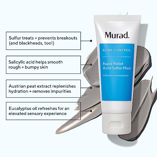 Murad Rapid Relief Acne Sulfur Mask ? Clay Mask with Salicylic Acid, 5% Sulfur, and Austrian Peat Reduces Oil, Minimizes Breakouts, Reduces Pimple Size, and Unclogs Pores ? 2.5 Fl Oz